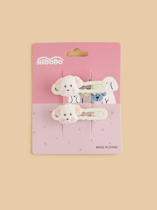 White Puppy Hairclips