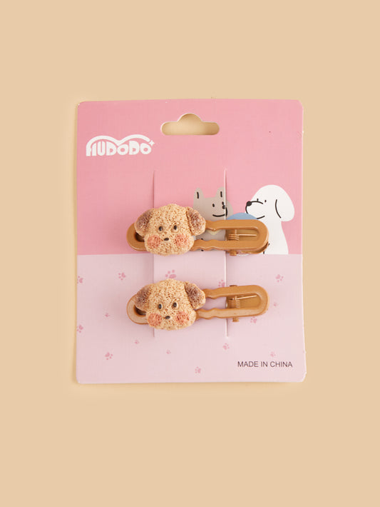 Brown Puppy Hairclips